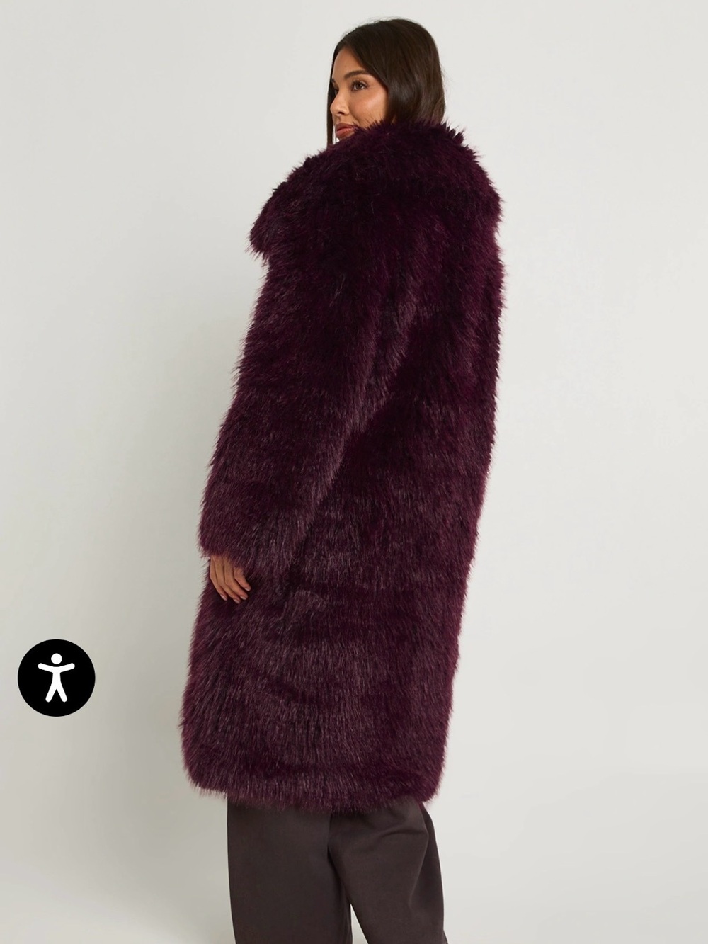 Boohoo Plush Faux Fur Long Coat in Plum - Picture 5 of 5